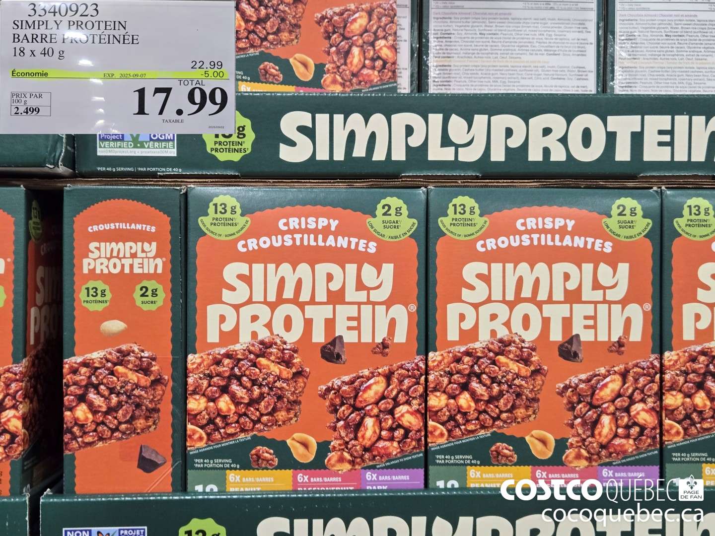 3340923 SIMPLY PROTEIN BARRE PROTEINEE 2025-09-07 ($5.00 INSTANT SAVINGS) $22.99