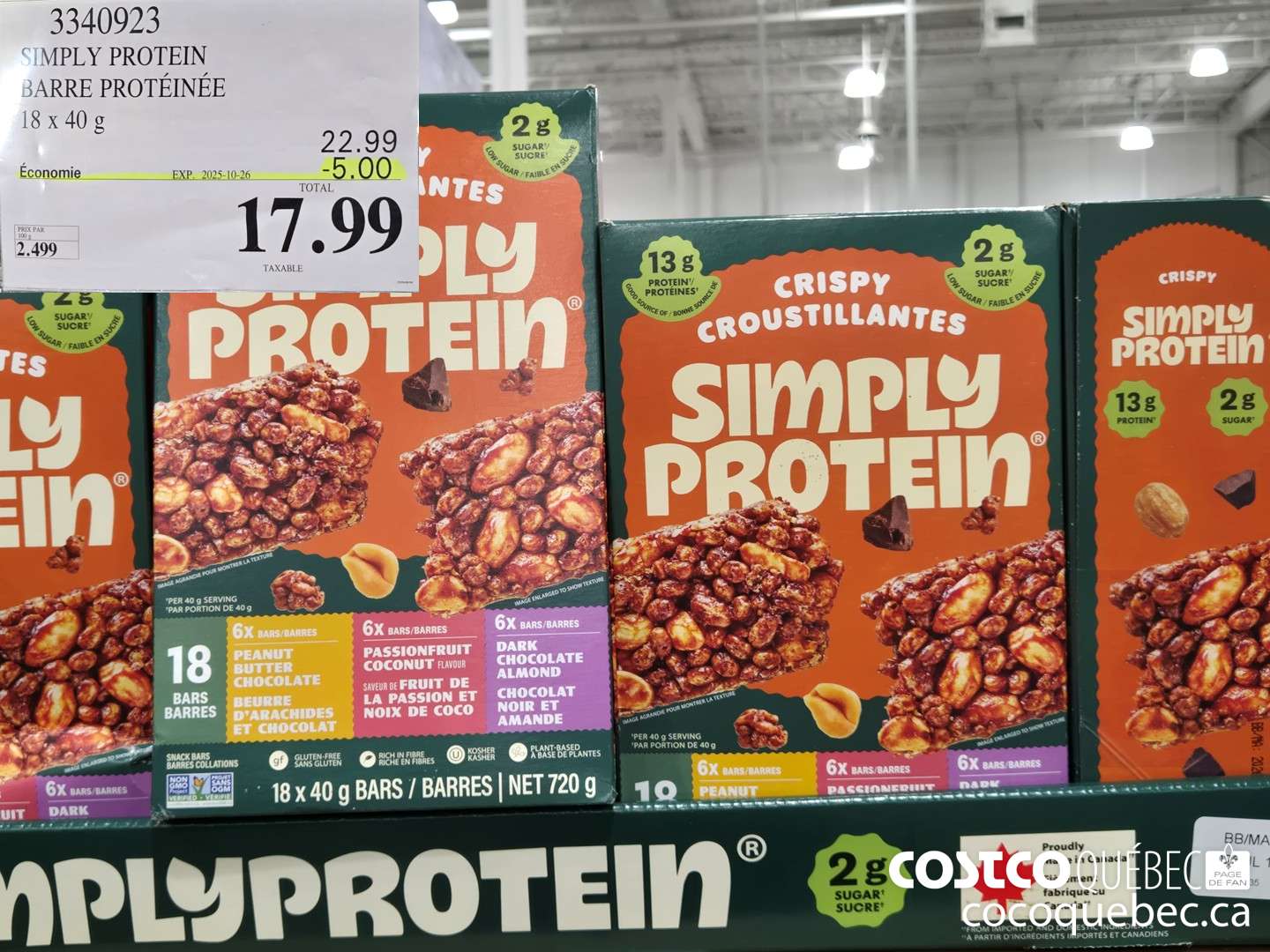 3340923 SIMPLY PROTEIN BARRE PROTEINEE 2025-09-07 ($5.00 INSTANT SAVINGS EXPIRES ON 2025-10-26) $17.99