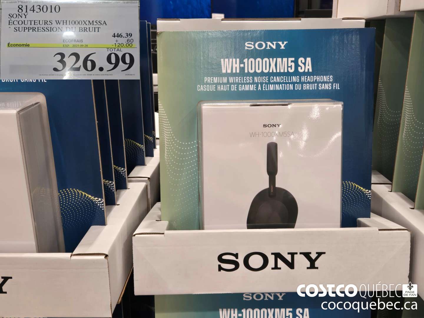 8143010 SONY ECOUTEURS WH1000XMS5SA SUPPRESSIOT BRUIT  ($120.00 INSTANT SAVINGS EXPIRES ON 2025-09-28) $326.99