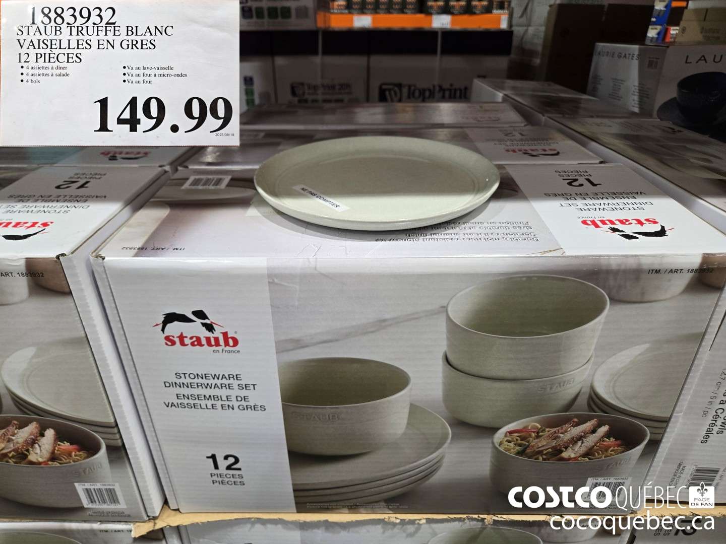 1883932 STAUB TRUFFE BLANC VAISELLES EN GRES 12 PIECES $149.99