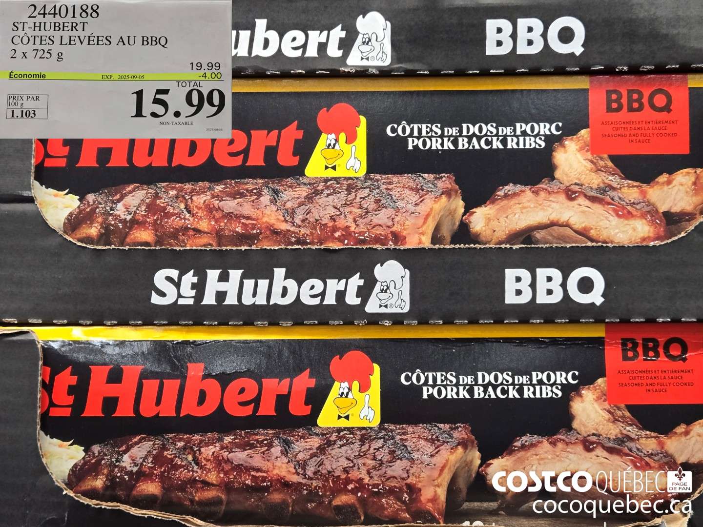 2440188 ST-HUBERT | COTES LEVEES AU BBQ  ($4.00 INSTANT SAVINGS EXPIRES ON 2025-09-14) $15.99