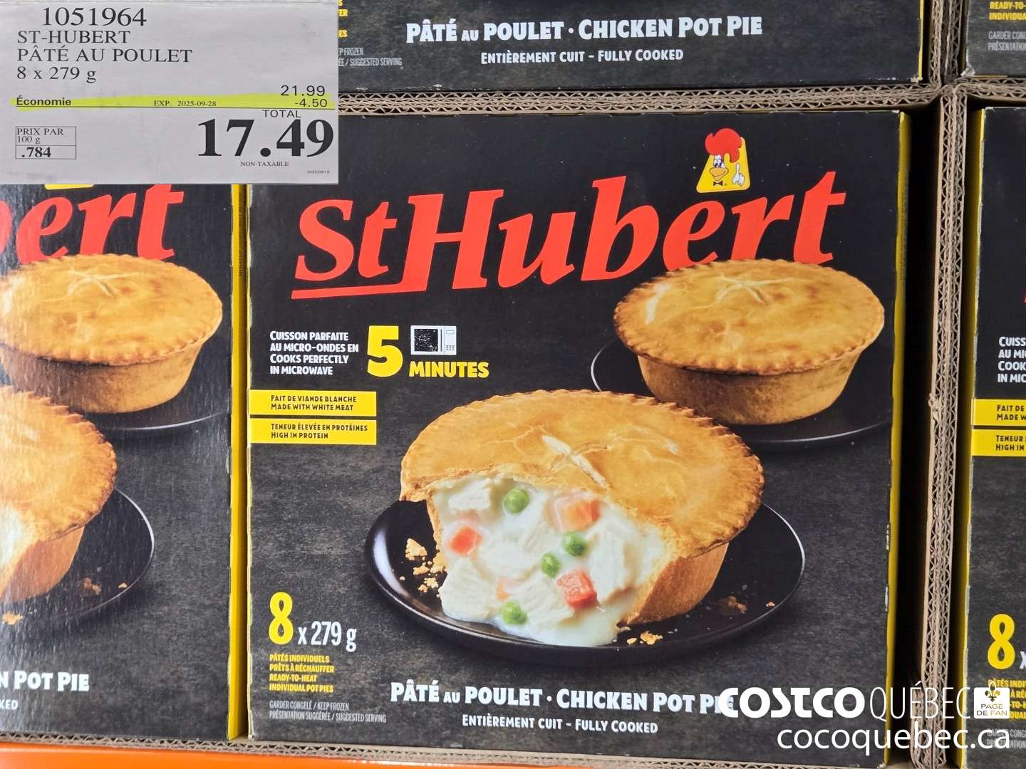 1051964 ST HUBERT PATES AU POULET  ($4.50 INSTANT SAVINGS EXPIRES ON 2025-09-28) $17.49