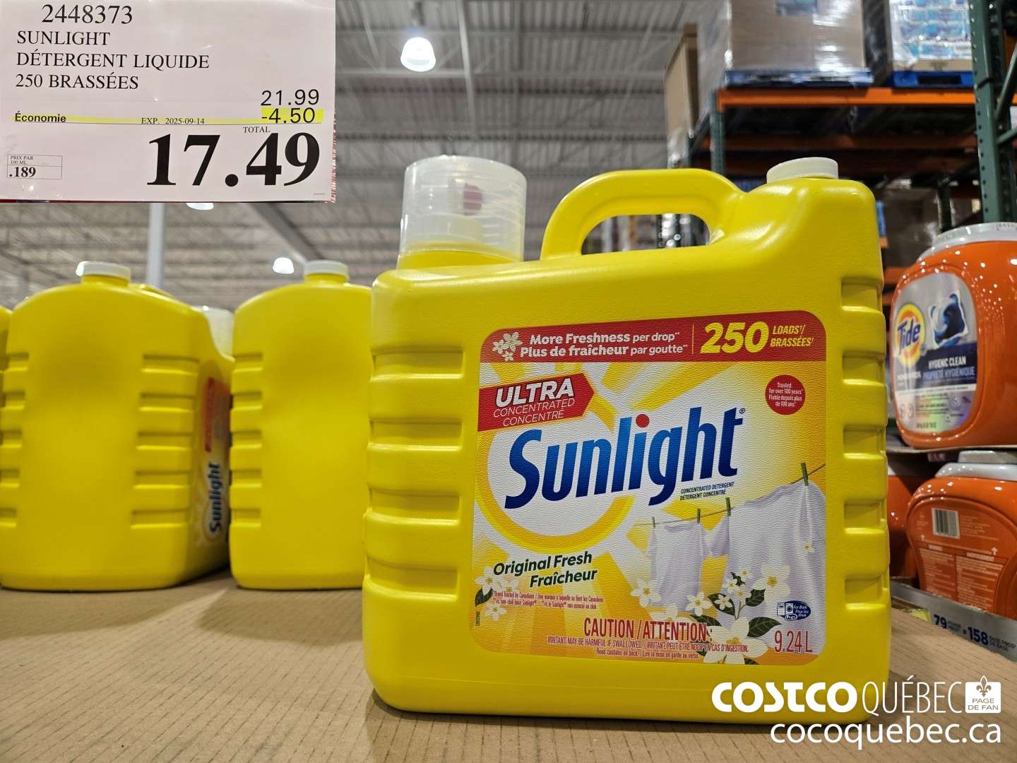2448373 SUNLIGHT DETERGENT LIQUIDE 250 brassées  ($4.50 INSTANT SAVINGS EXPIRES ON 2025-09-14) $17.49