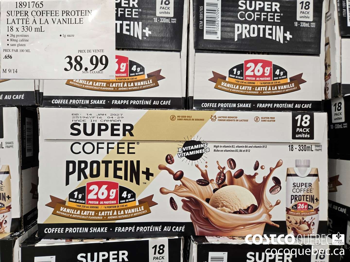 1891765 SUPER COFFEE PROTEIN™ LATTE A LA VANILLE 18 x 330 mL  $38.99