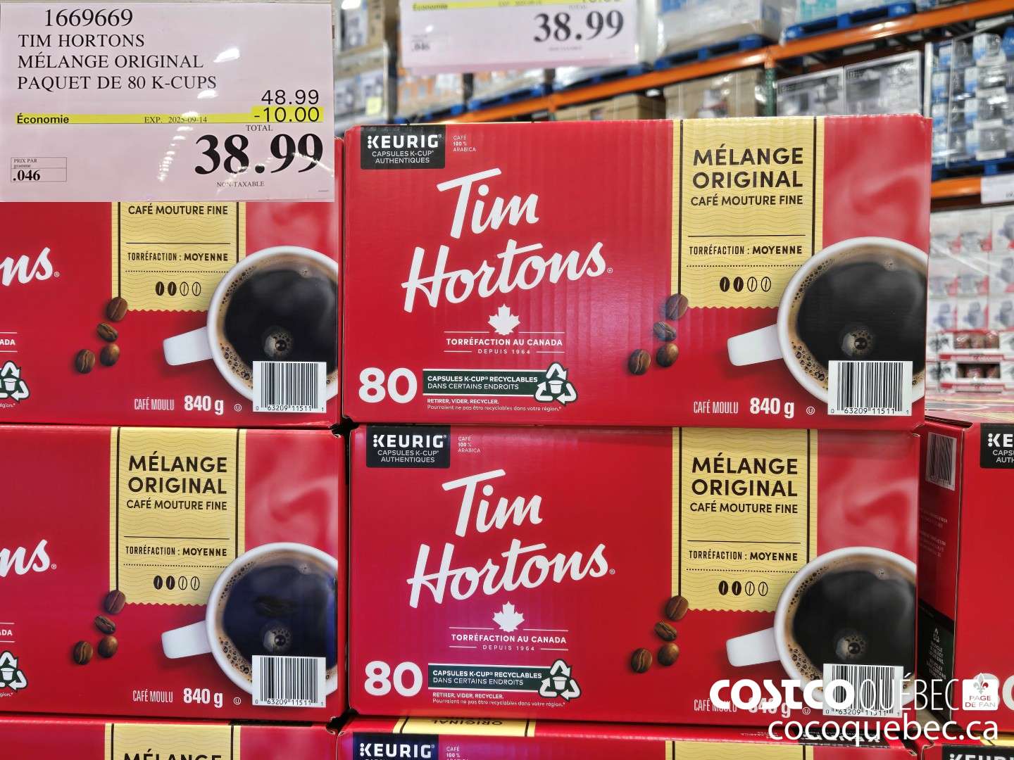 1669669 TIM HORTONS MELANGE ORIGINAL PAQUET DE 80 K-CUPS ($10.00 INSTANT SAVINGS EXPIRES ON 2025-09-14) $38.99