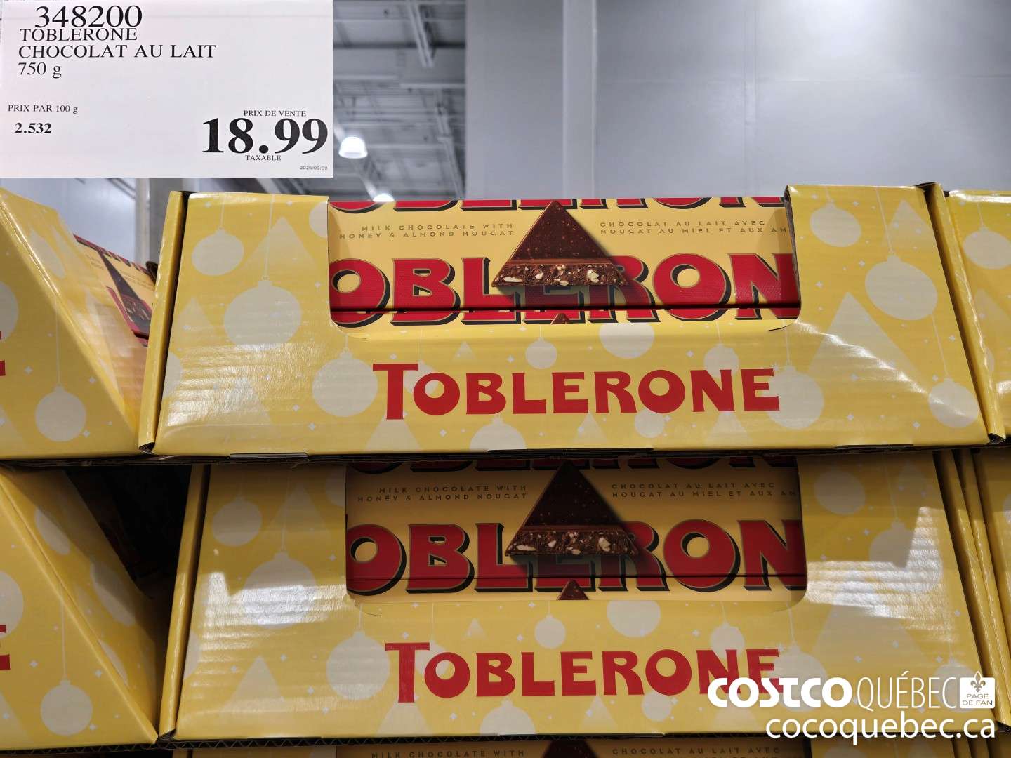 348200 TOBLERONE CHOCOLAT AU LAIT 750 g  $18.99