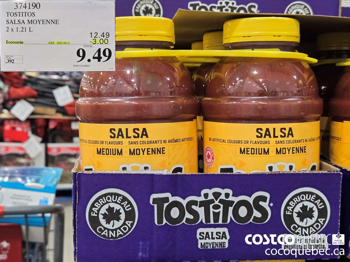 374190 TOSTITOS SALSA MOYENNE  ($3.00 INSTANT SAVINGS EXPIRES ON 2025-09-21) $9.49