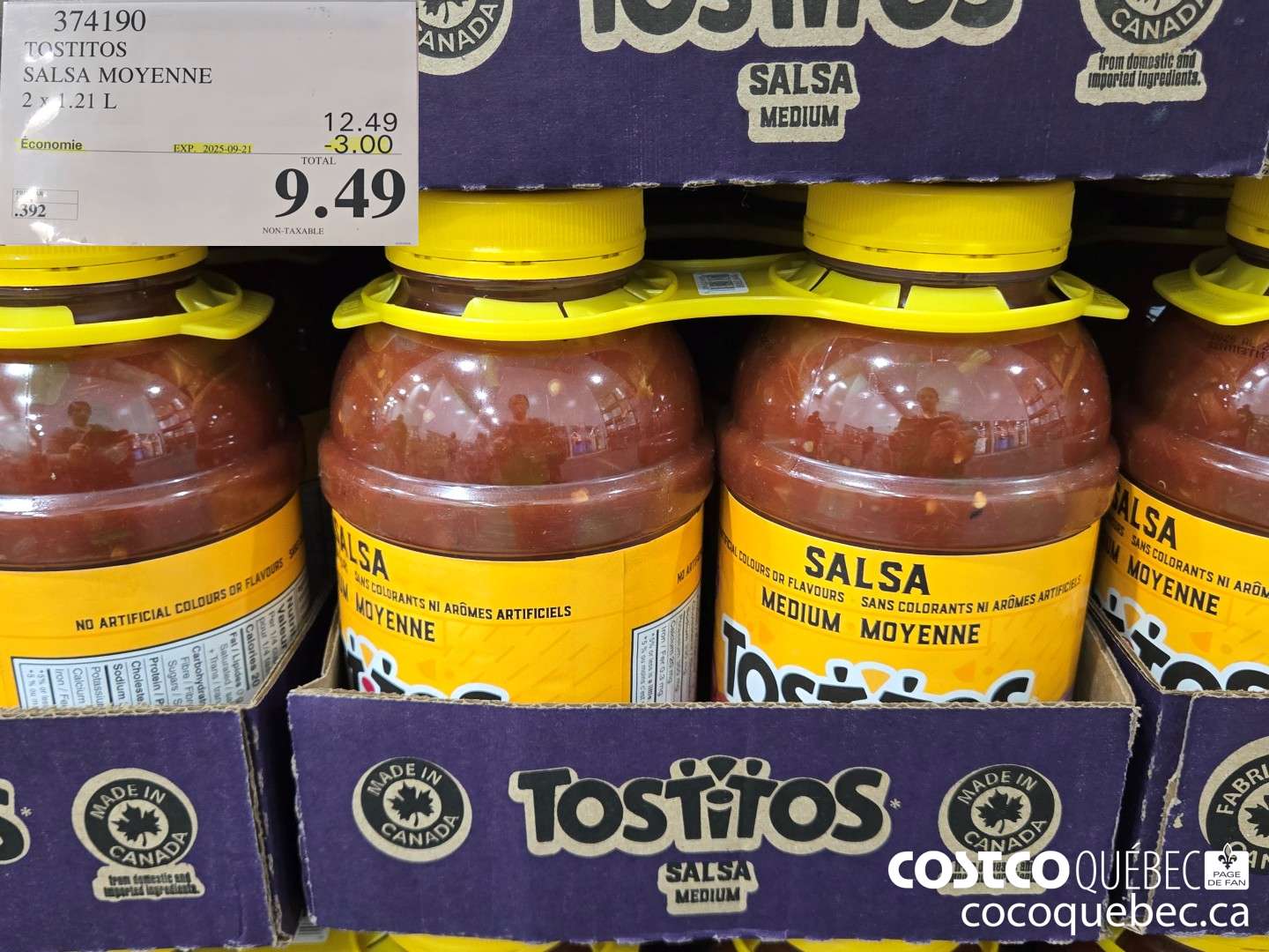 374190 TOSTITOS SALSA MOYENNE  ($3.00 INSTANT SAVINGS EXPIRES ON 2025-09-21) $9.49