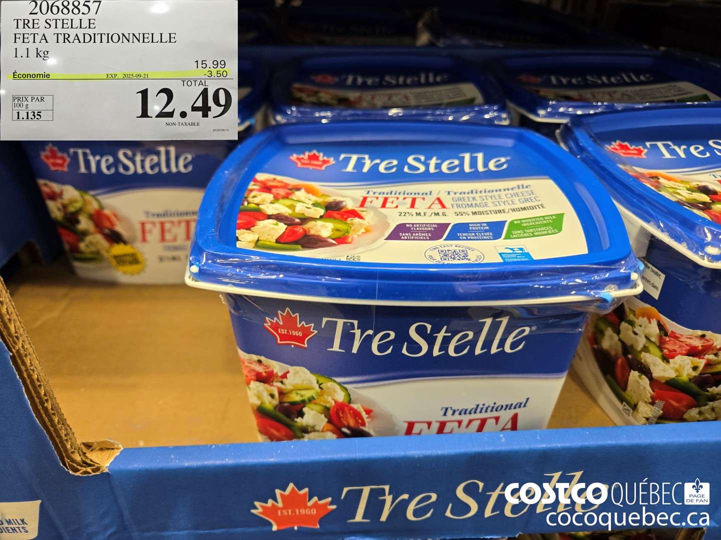 2068857 TRE STELLE FETA TRADITIONNELLE 1.1 KG ($3.50 INSTANT SAVINGS EXPIRES ON 2025-09-21) $12.49
