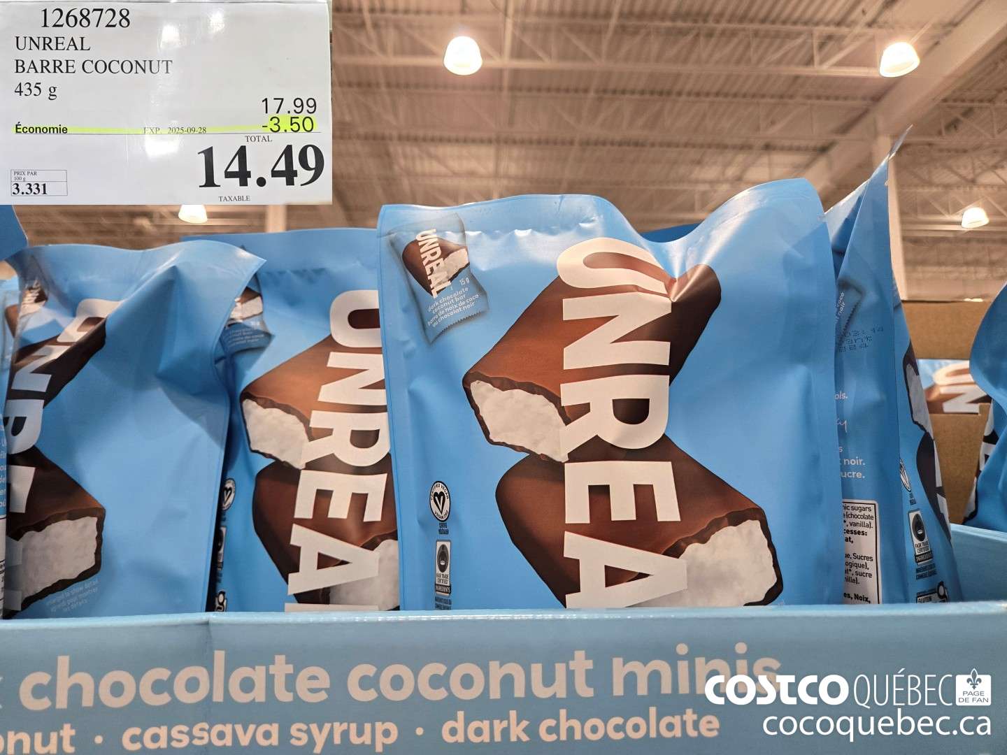 1268728 UNREAL BRAND BARRE COCONUT 435 G ($3.50 INSTANT SAVINGS EXPIRES ON 2025-09-28) $14.49