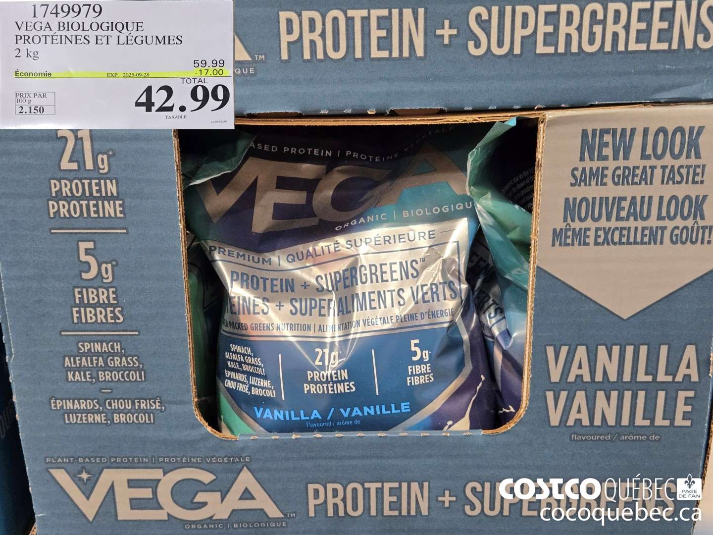 1749979 VEGA BIOLOGIQUE PROTEINES ET LEGUMES 2 kg  ($17.00 INSTANT SAVINGS EXPIRES ON 2025-09-28) $42.99