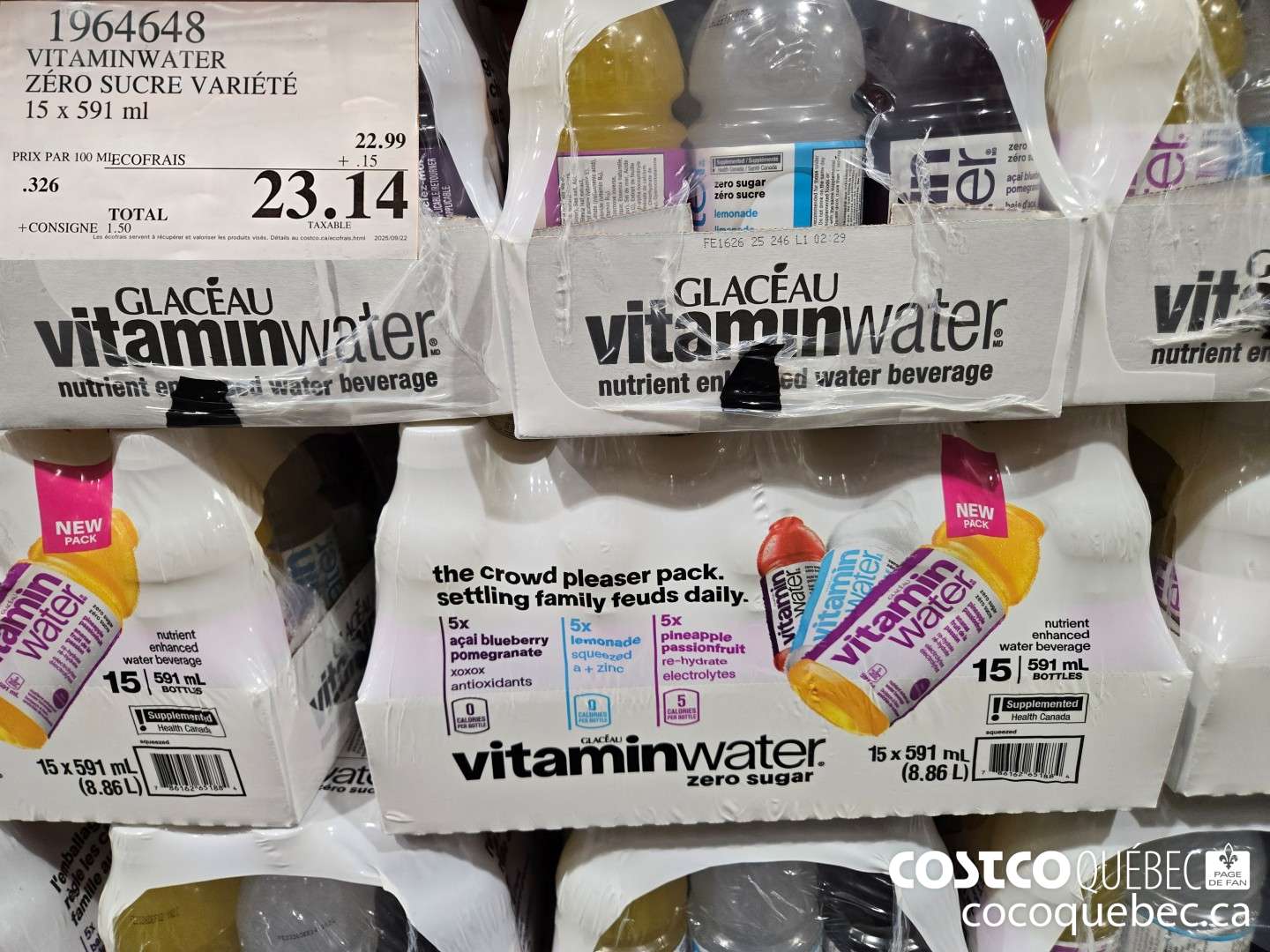 1964648 VITAMINWATER ZERO SUCRE VARIETE  $23.14
