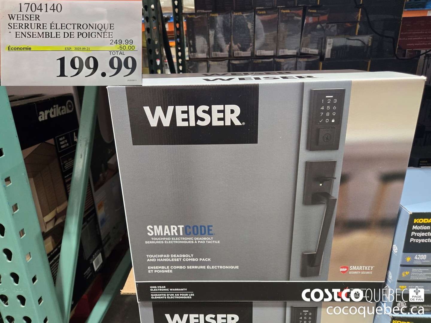 1704140 WEISER SERRURE ELETRONIQUE ENSEMBLE DE POIGNEE ($50.00 INSTANT SAVINGS EXPIRES ON 2025-09-21) $199.99