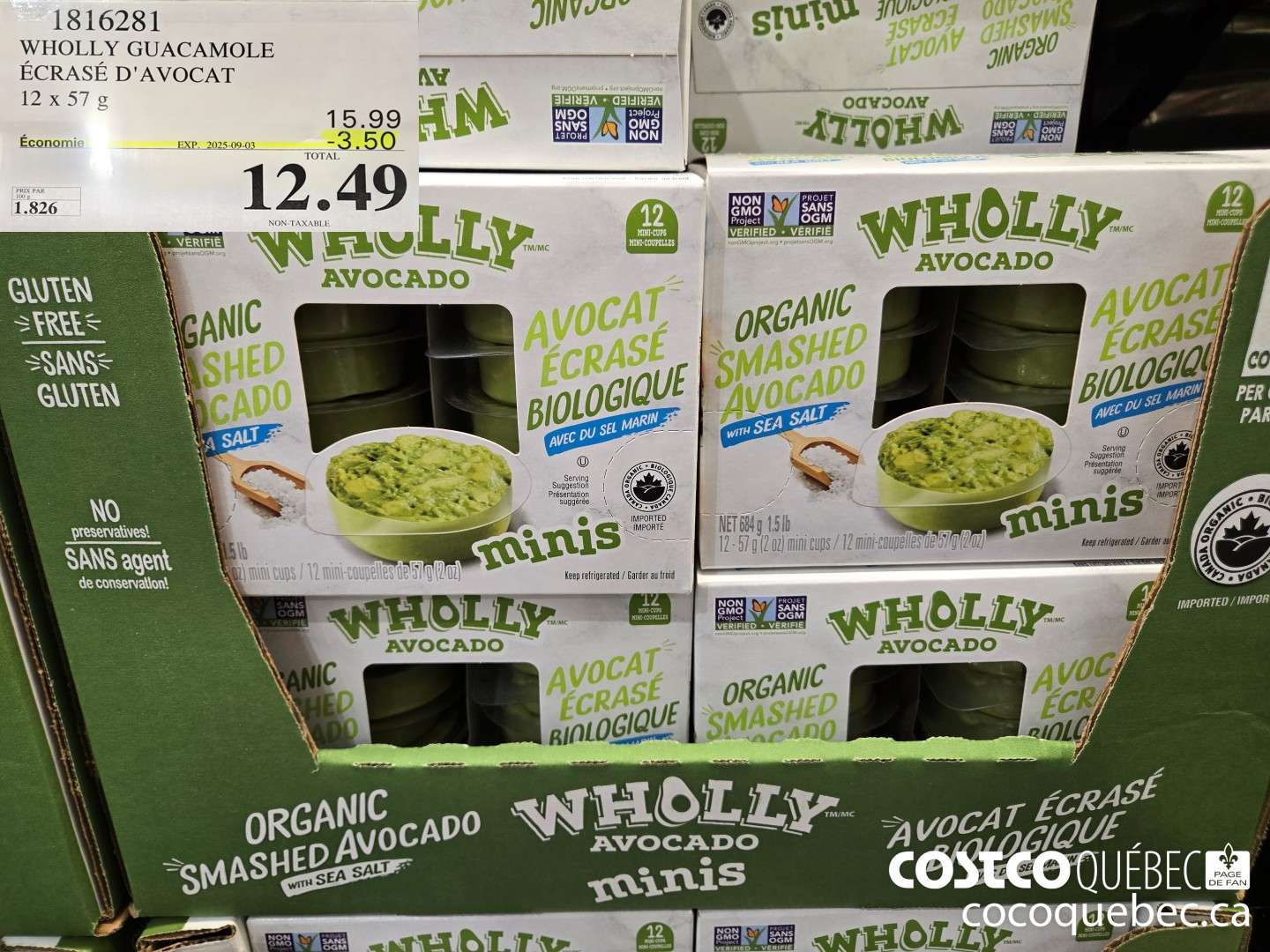1816281 WHOLLY GUACAMOLE ECRASE D'AVOCAT  ($3.50 INSTANT SAVINGS EXPIRES ON 2025-09-03) $12.49