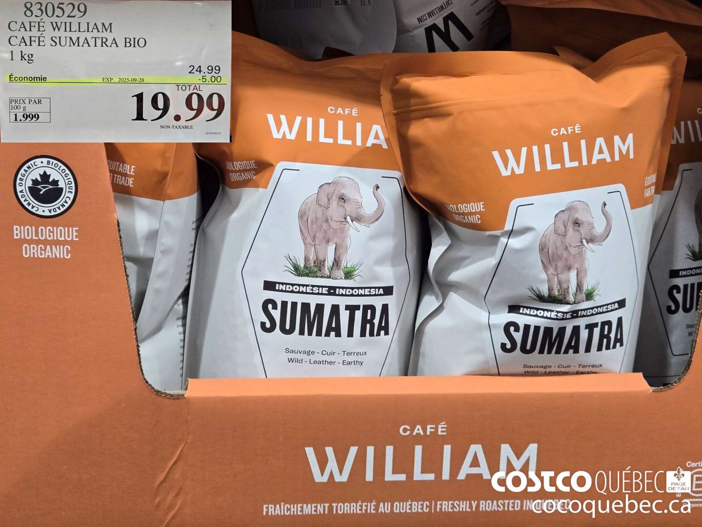 830529 WILLIAM SPARTIVENTO CAFE SUMATRA BIO  ($5.00 INSTANT SAVINGS EXPIRES ON 2025-09-28) $19.99