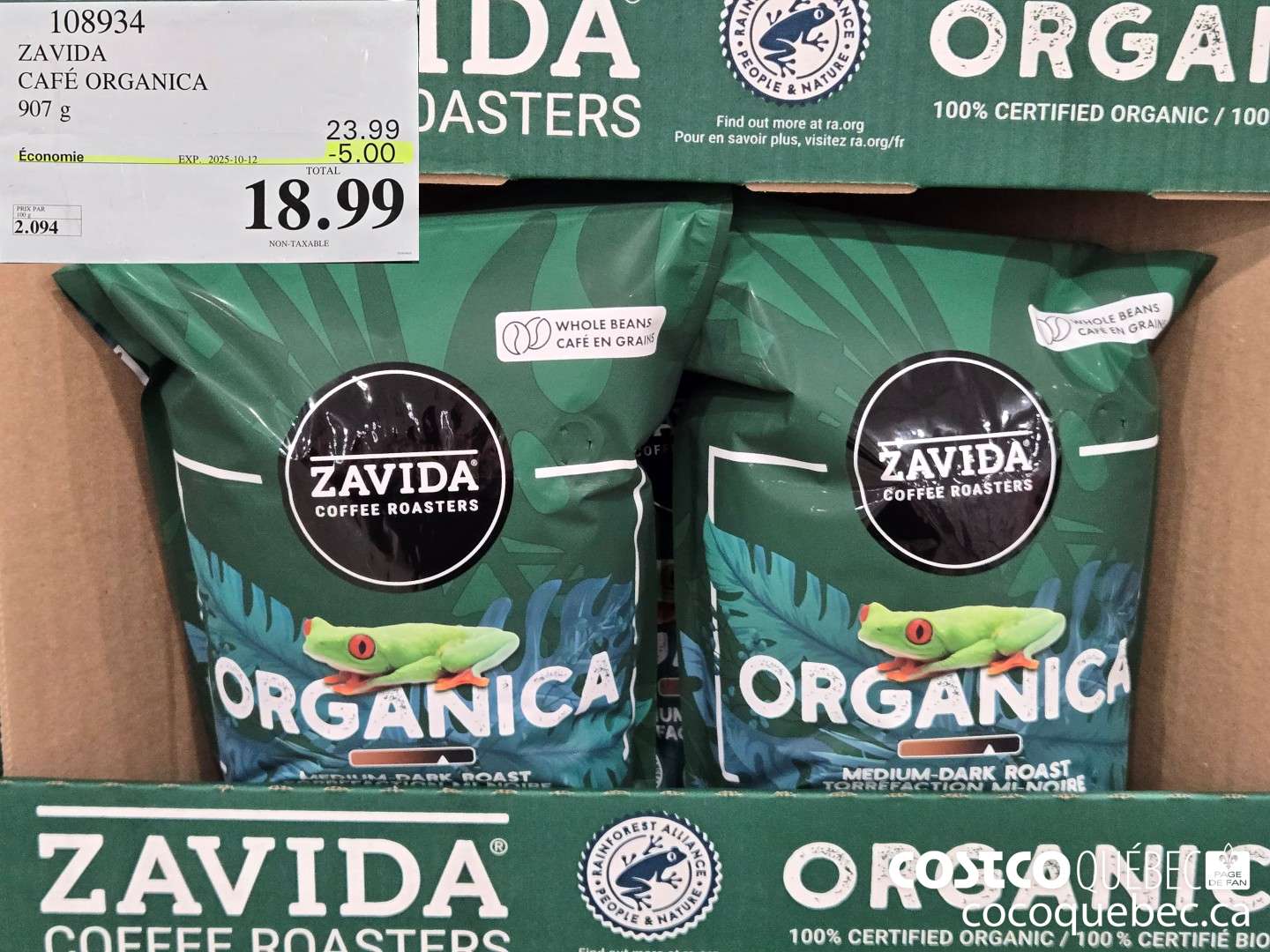 108934 ZAVIDA CAFE ORGANICA ($5.00 INSTANT SAVINGS EXPIRES ON 2025-10-12) $18.99