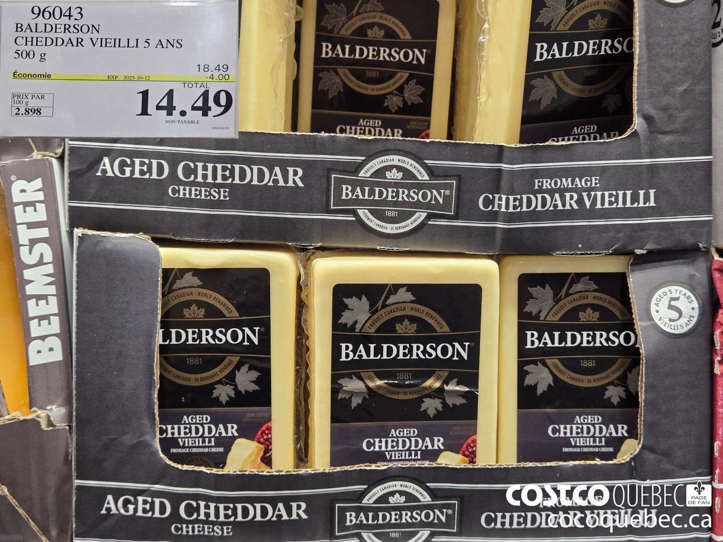 96043 BALDERSON CHEDDAR VIEILLI 5 ANS ($4.00 INSTANT SAVINGS EXPIRES ON 2025-10-12) $14.49