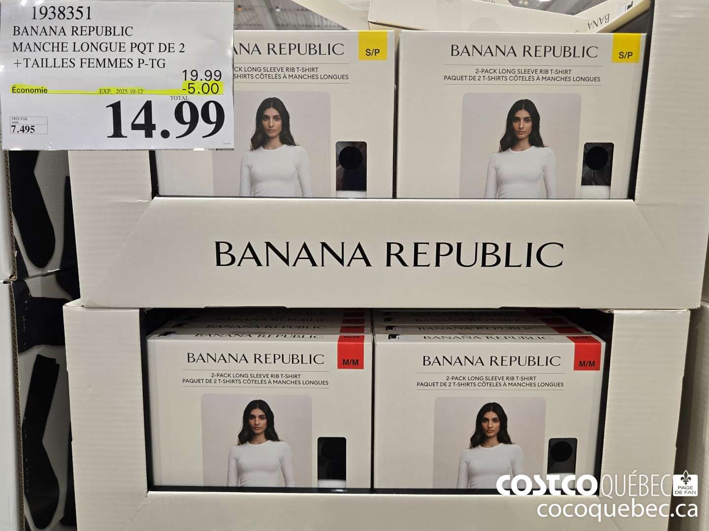 1938351 BANANA REPUBLIC MANCHE LONGUE PQT DE 2 +TAILLES FEMMES P-TG  ($5.00 INSTANT SAVINGS EXPIRES ON 2025-10-12) $14.99