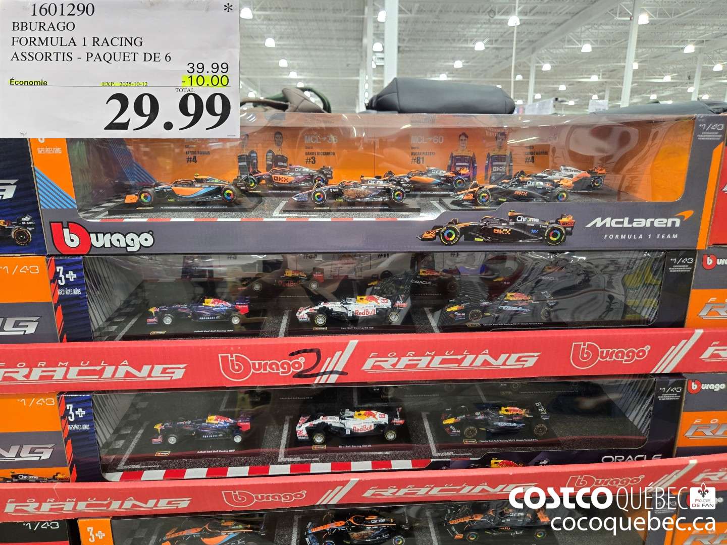 1601290 BBURAGO FORMULA 1 RACING ASSORTIS - PAQUET DE 6  ($10.00 INSTANT SAVINGS EXPIRES ON 2025-10-12) $29.99