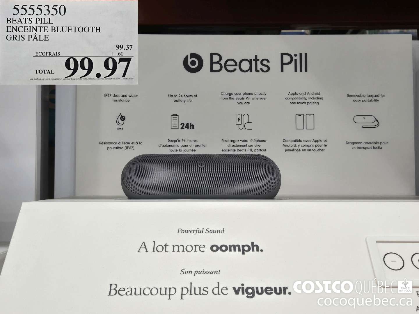 5555350 BEATS PILL BLUETOOTH SPEAKER LIGHT GREY $99.97