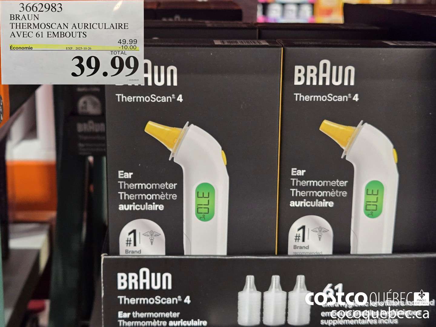 3662983 BRAUN THERMOSCAN AURICULAIRE THERMOMETRE  ($10.00 INSTANT SAVINGS EXPIRES ON 2025-10-26) $39.99