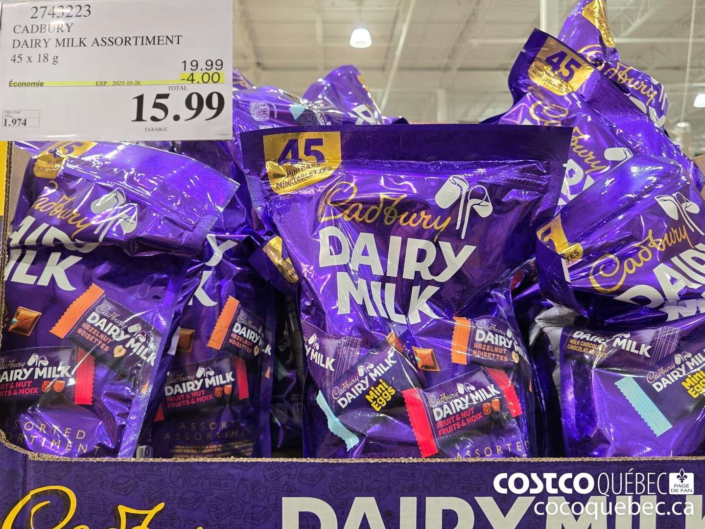 2743223 CADE | KY DAIRY MILK ASSORTIMENT 45x 18g  ($4.00 INSTANT SAVINGS EXPIRES ON 2025-10-26) $15.99