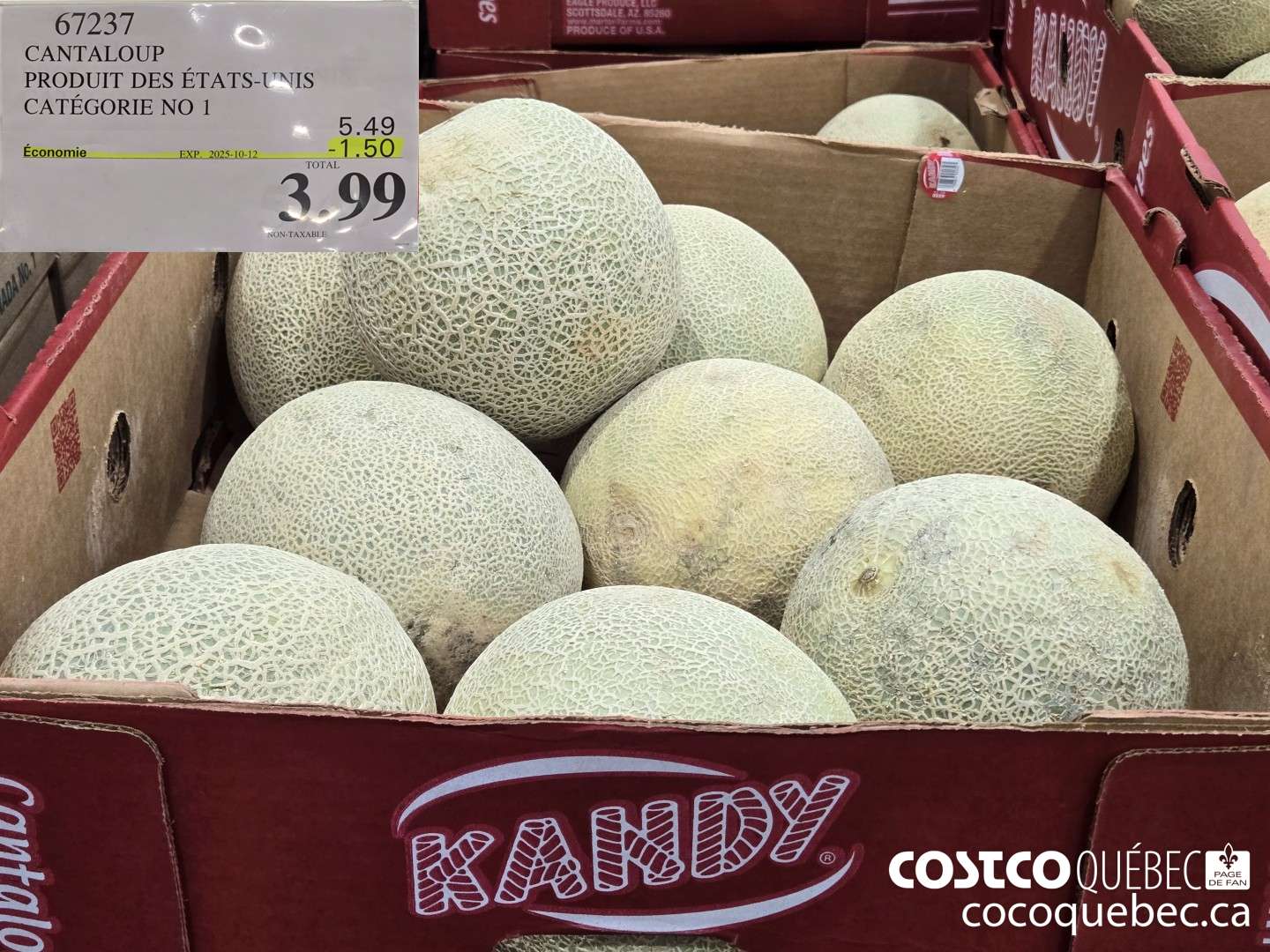 67237 CANTALOUP PRODUIT DE GUATEMALA ($1.50 INSTANT SAVINGS EXPIRES ON 2025-10-12) $3.99