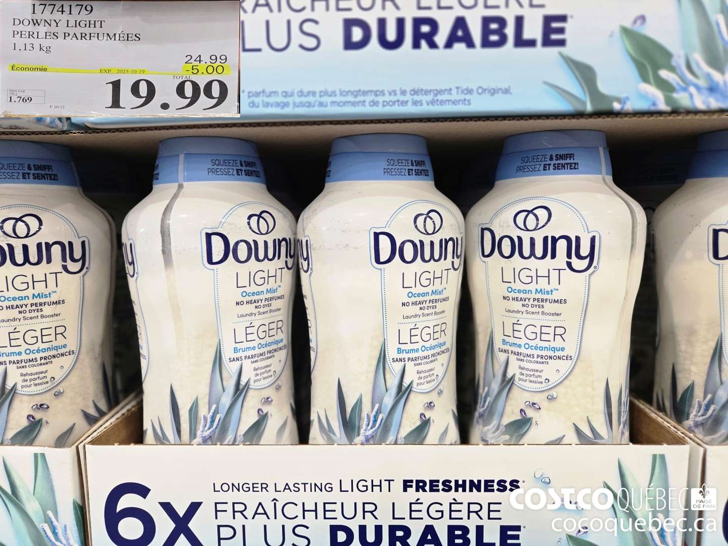 1774179 DOWNY LIGHT 1 PERLES PARFUMEES  ($5.00 INSTANT SAVINGS EXPIRES ON 2025-10-19) $19.99