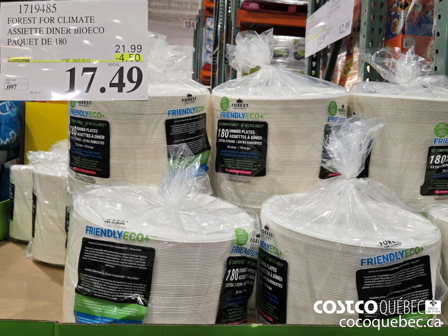 1719485 FOREST OR CLIMATE ASSIETTE DINER BIOECO PAQUET DE 180 ($4.50 INSTANT SAVINGS EXPIRES ON 2025-10-12) $17.49