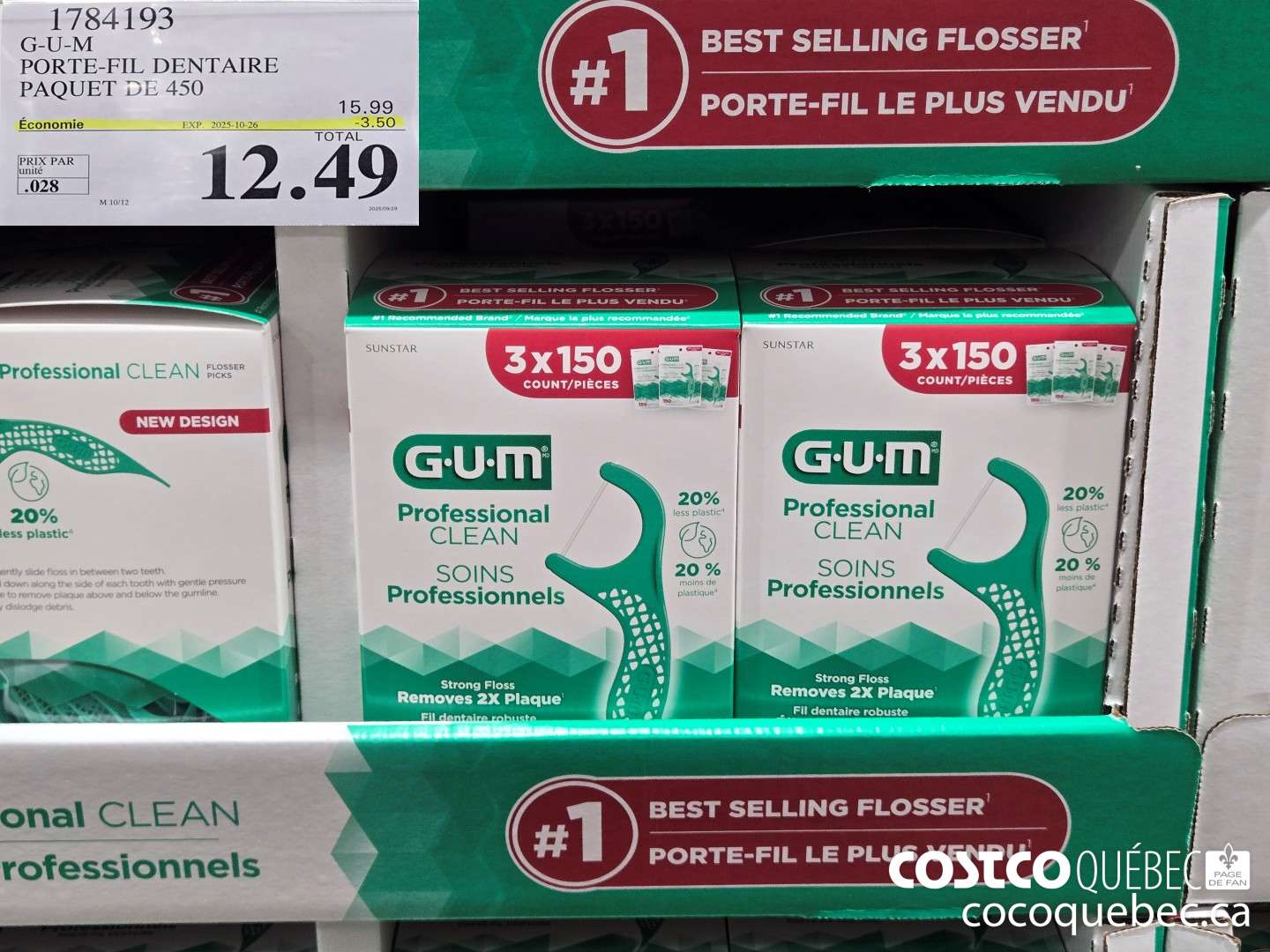 1784193 G-U-M PORTE-FIL DENTAIRE PAQUET DE 450  ($3.50 INSTANT SAVINGS EXPIRES ON 2025-10-26) $12.49