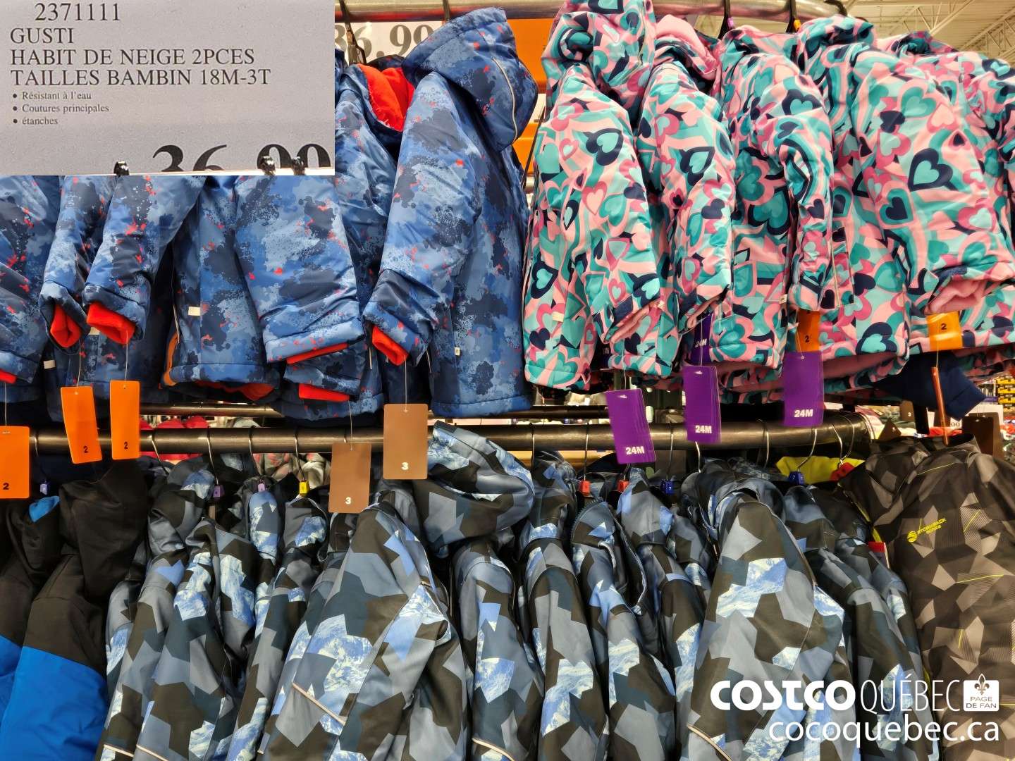 2371111 GUSTI HABIT DE NEIGE 2PCES TAILLES BAMBIN 18M-3T  $36.99
