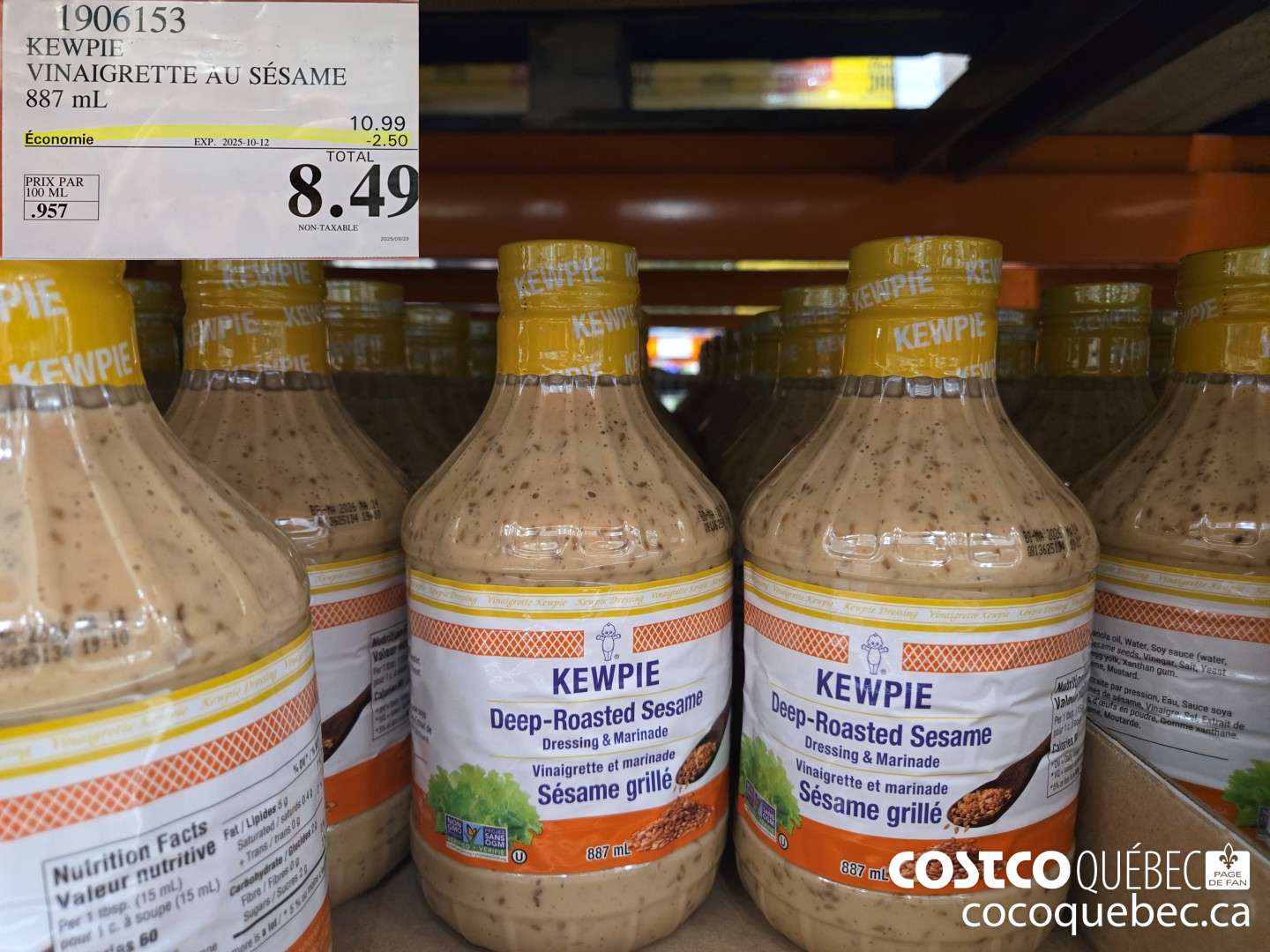 1906153 KEWPIE VINAIGRETTE AU SESAME 887 mL  ($2.50 INSTANT SAVINGS EXPIRES ON 2025-10-12) $8.49