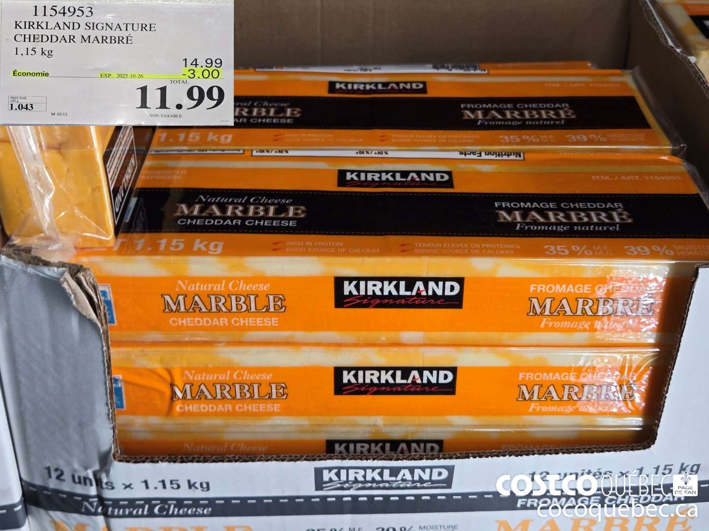 1154953 KIRKLAND SIGNATURE CHEDDAR MARBRE ($3.00 INSTANT SAVINGS EXPIRES ON 2025-10-12) $11.99