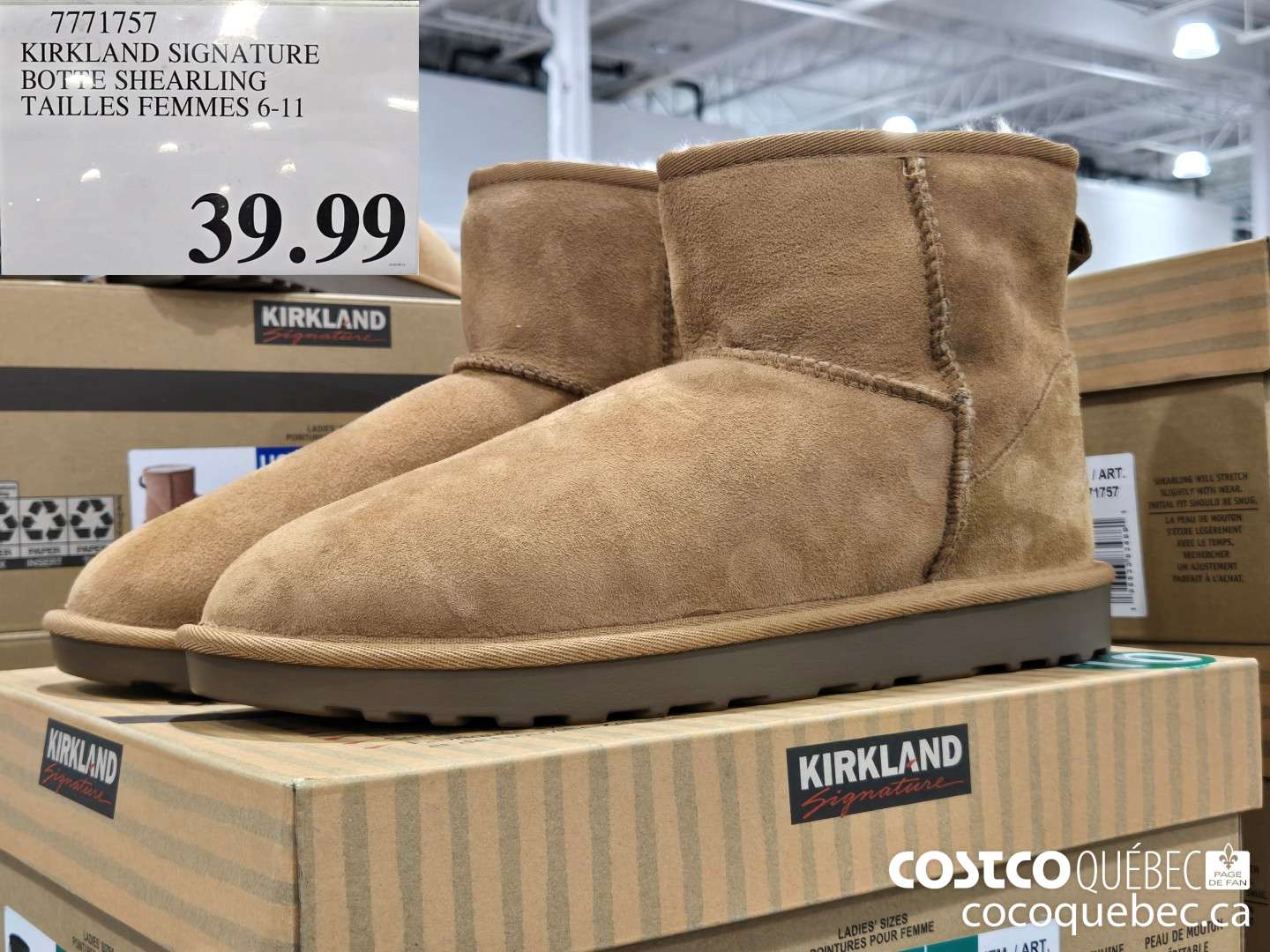 7771757 KIRKLAND SIGNATURE BOTTE SHEARLING TAILLES FEMMES 6-11  $39.99
