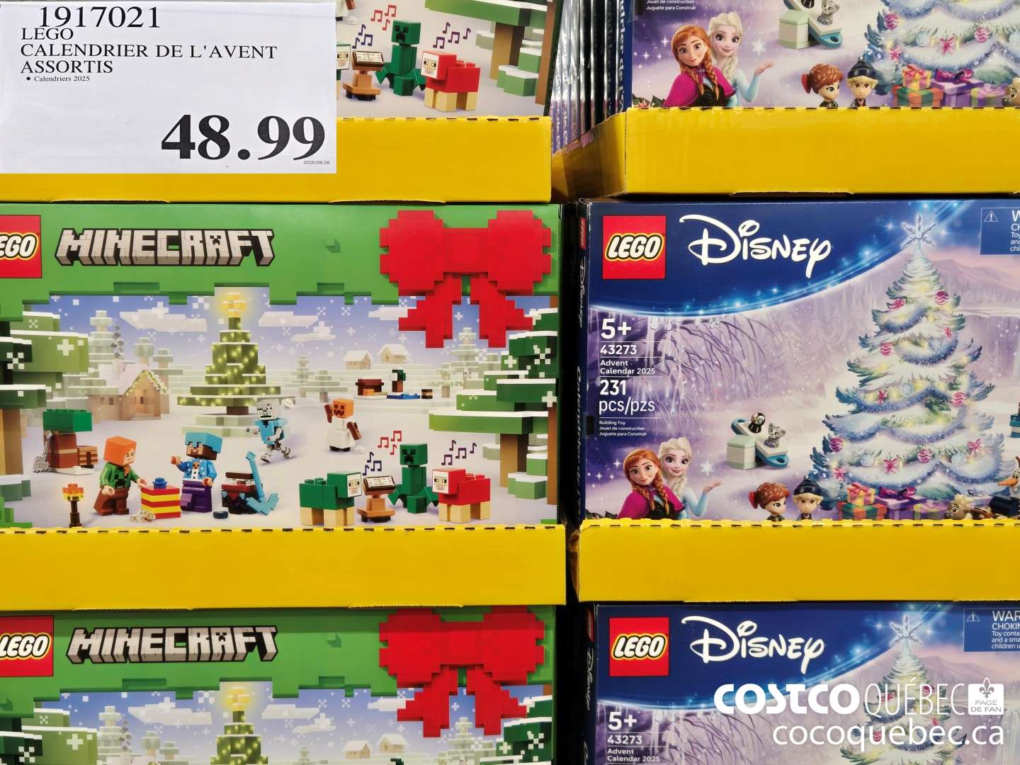 1917021 LEGO CALENDRIER DE L'AVENT ASSORTIS  $48.99