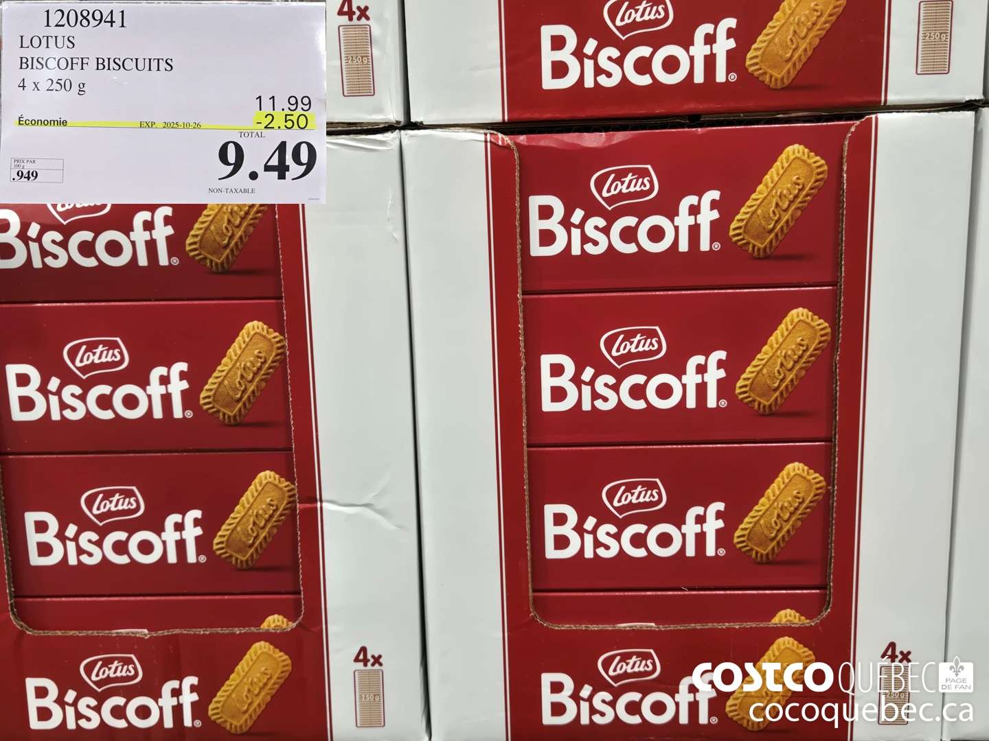 1208941 LOTUS BISCOFF BISCUITS 1 kg  ($2.50 INSTANT SAVINGS EXPIRES ON 2025-10-26) $9.49