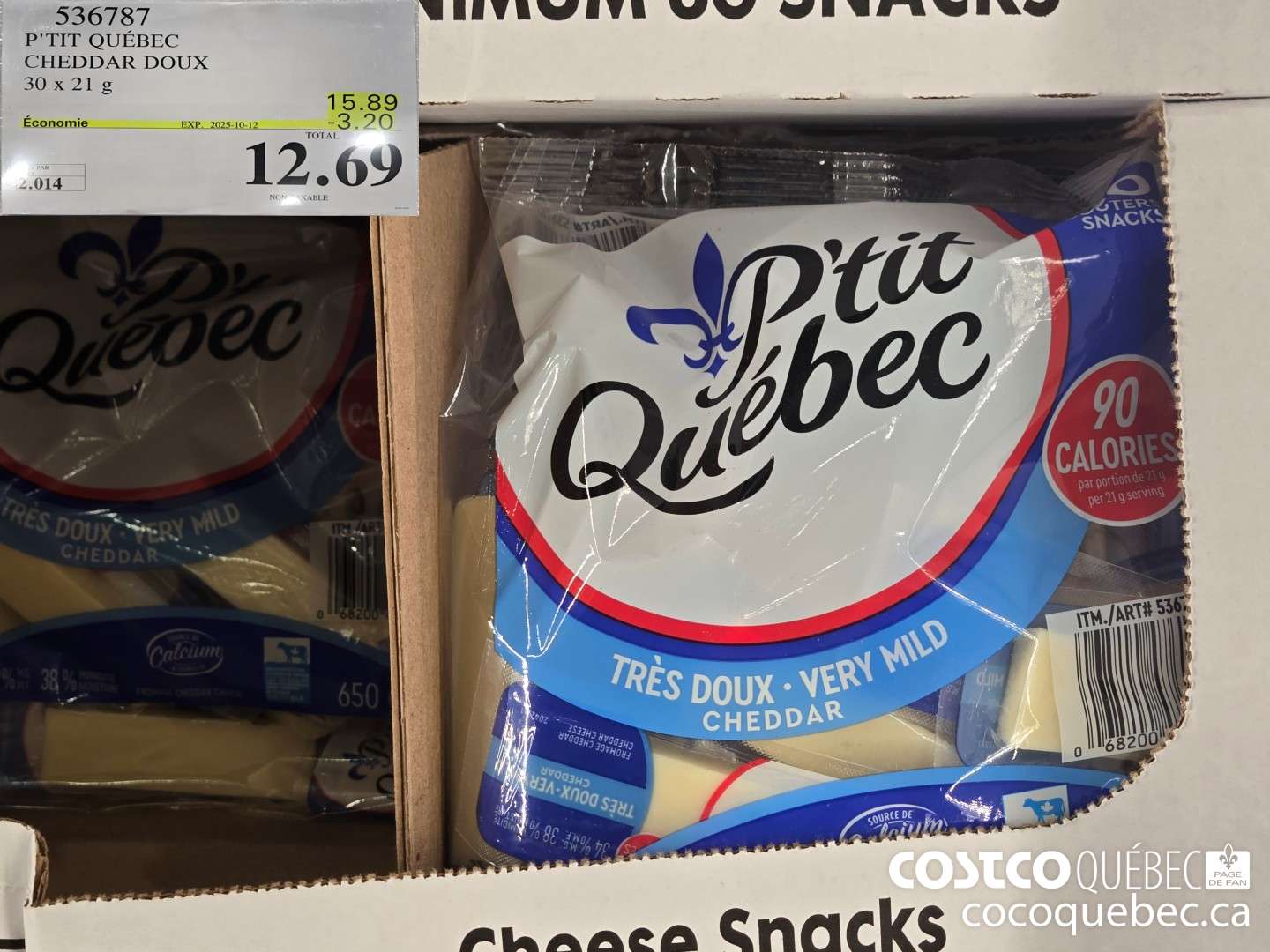 536787 P'TIT QUEBEC CHEDDAR DOUX  ($3.20 INSTANT SAVINGS EXPIRES ON 2025-10-12) $12.69