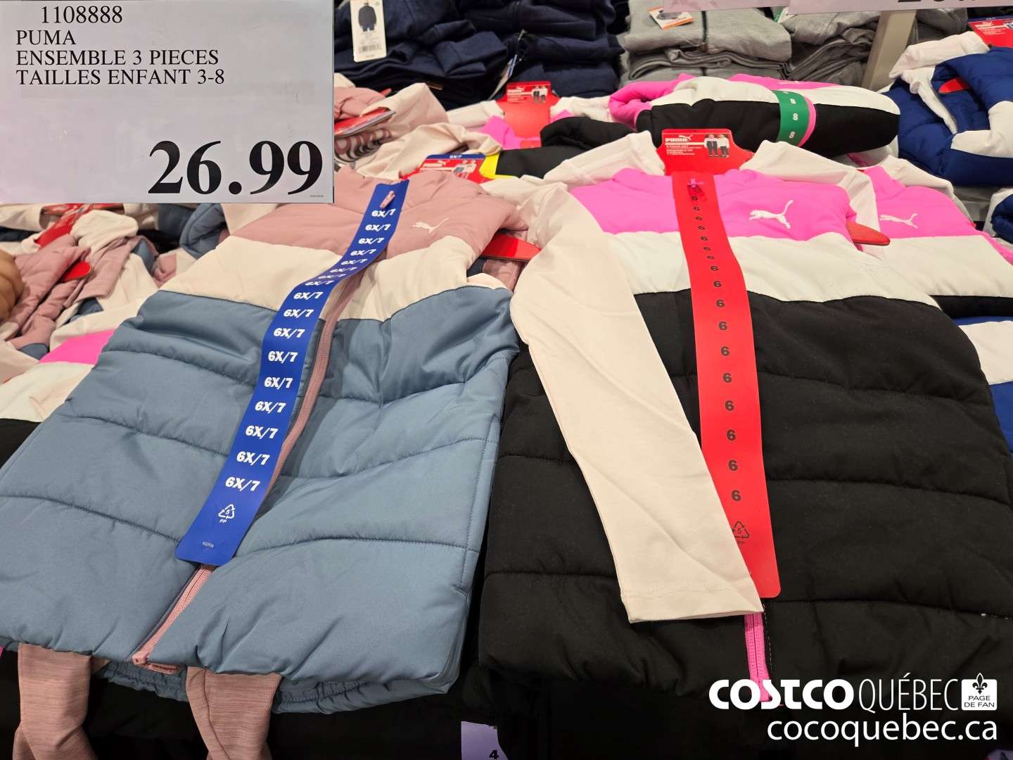 1108888 PUMA ENSEMBLE 3 PIECES TAILLES ENFANT 3-8  $26.99