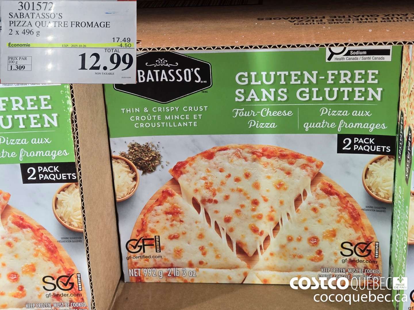 301572 SABATASSO'S PIZZA QUATRE FROMAGE  ($4.50 INSTANT SAVINGS EXPIRES ON 2025-10-26) $12.99