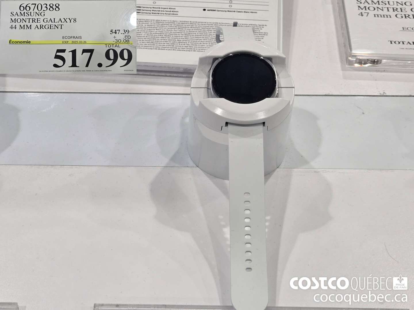 6670388 SAMSUNG MONTRE GALAXY8 44 MM ARGENT  ($30.00 INSTANT SAVINGS EXPIRES ON 2025-10-26) $517.99