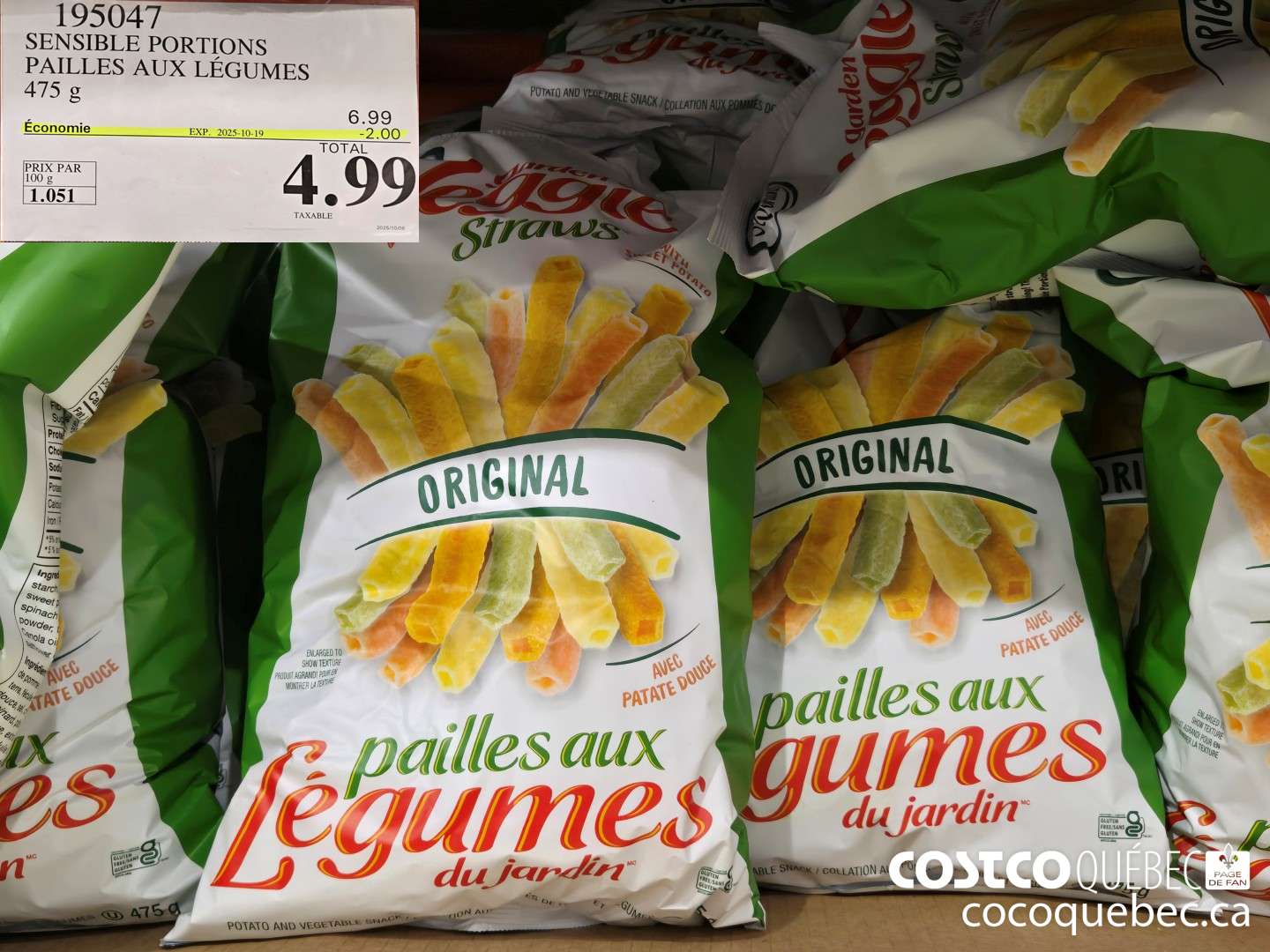 195047 SENSIBLE PORTIONS PAILLES AUX LEGUMES 475 g ($2.00 INSTANT SAVINGS EXPIRES ON 2025-10-19) $4.99