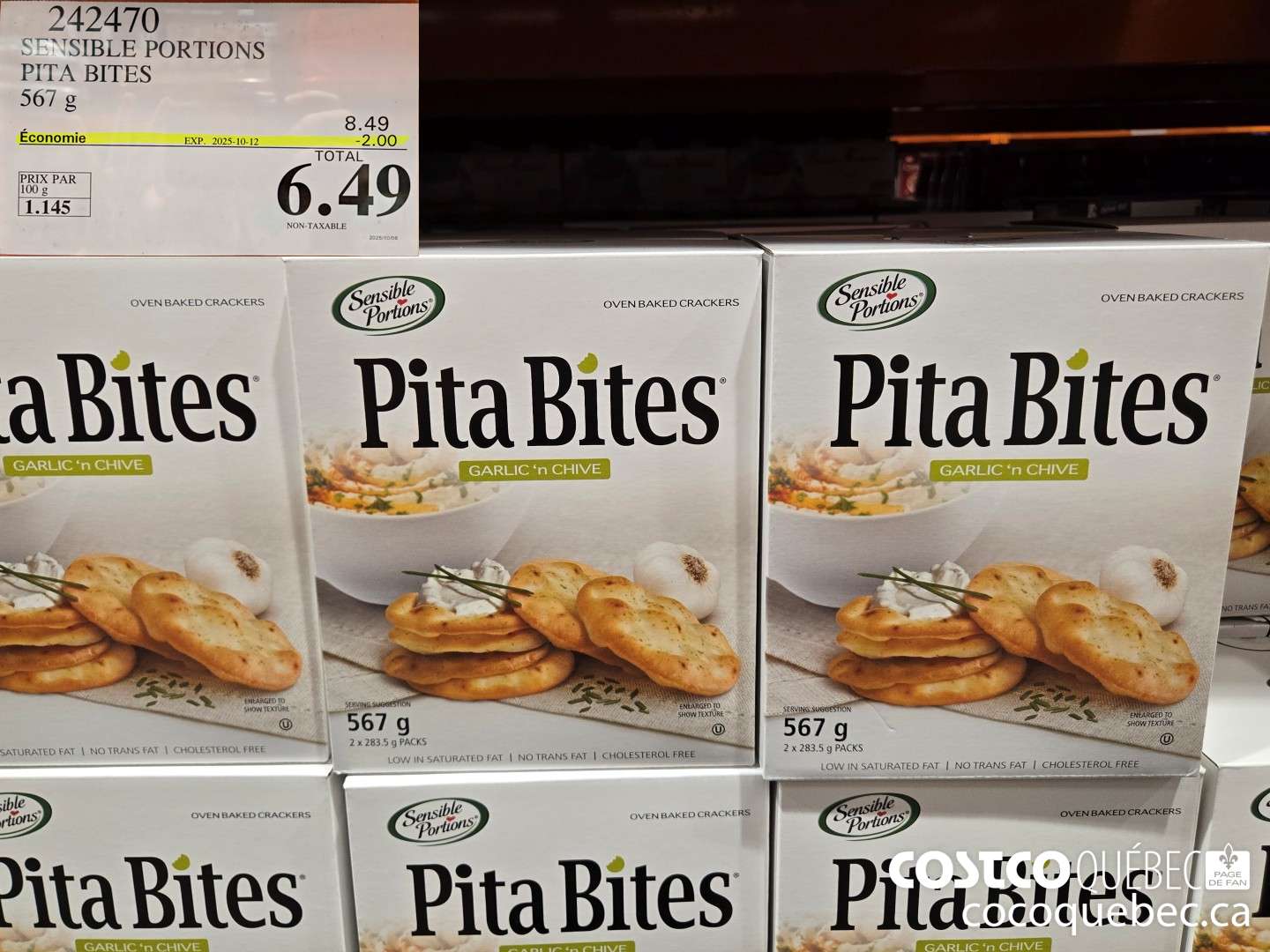 242470 SENSIBLE PORTIONS PITA BITES 567 G  ($2.00 INSTANT SAVINGS EXPIRES ON 2025-10-12) $6.49
