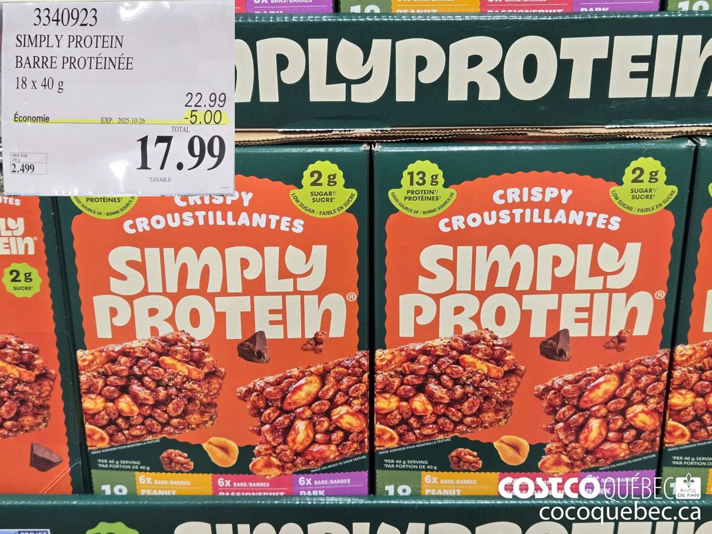 3340923 SIMPLY PROTEIN BARRE PROTEINEE 2025-09-07 ($5.00 INSTANT SAVINGS EXPIRES ON 2025-10-26) $17.99