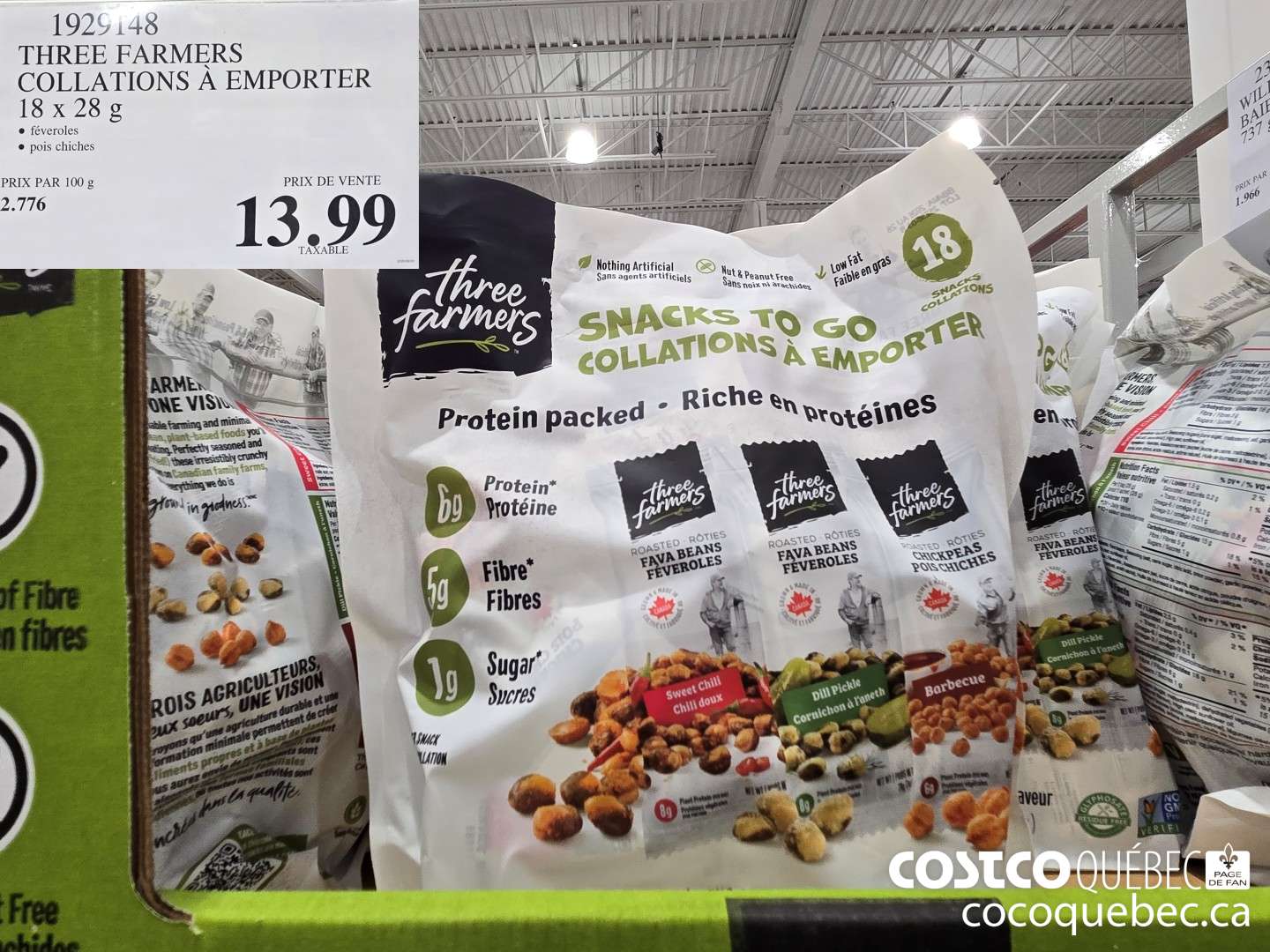 1929148 THREE FARMERS ON-THE-GO SNACKS 18 x 28 g $13.99