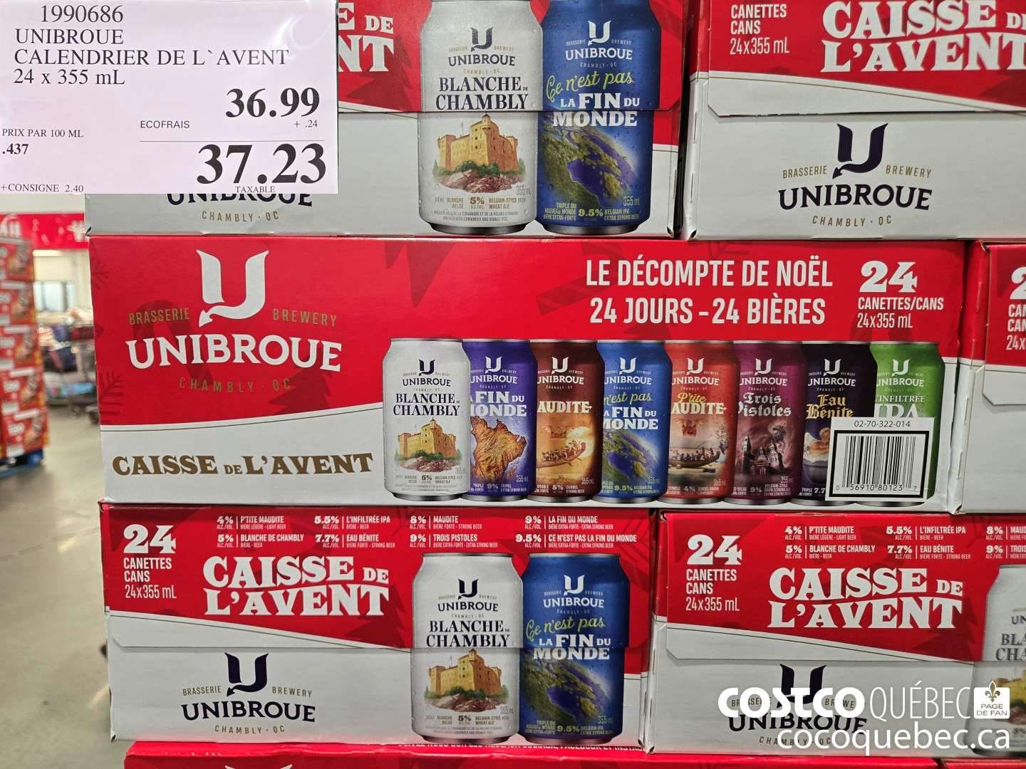 1990686 UNIBROUE CALENDRIER DE L’ AVENT 24 x 355 mL  $37.23