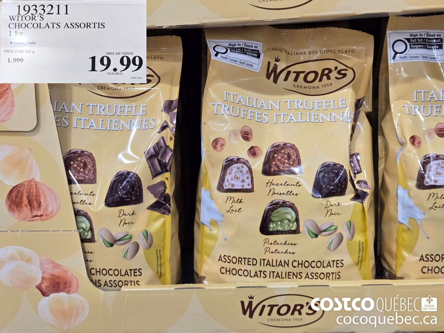 1933211 WITOR'S 1 KG CHOCOLATS ASSORTIS  $19.99
