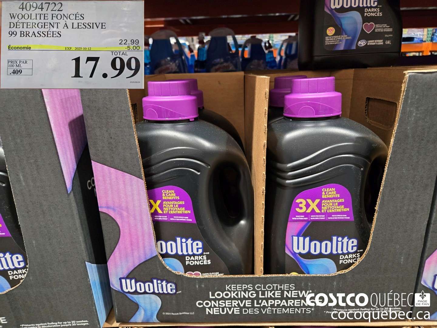 4094722 WOOLITE FONCES DETERGENT A LESSIVE 99 brassées  ($5.00 INSTANT SAVINGS EXPIRES ON 2025-10-12) $17.99