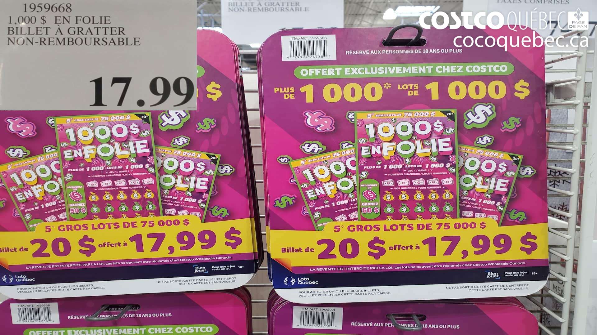1959668 1,000 $ EN FOLIE BILLET A GRATTER NON-REMBOURSABLE  $17.99