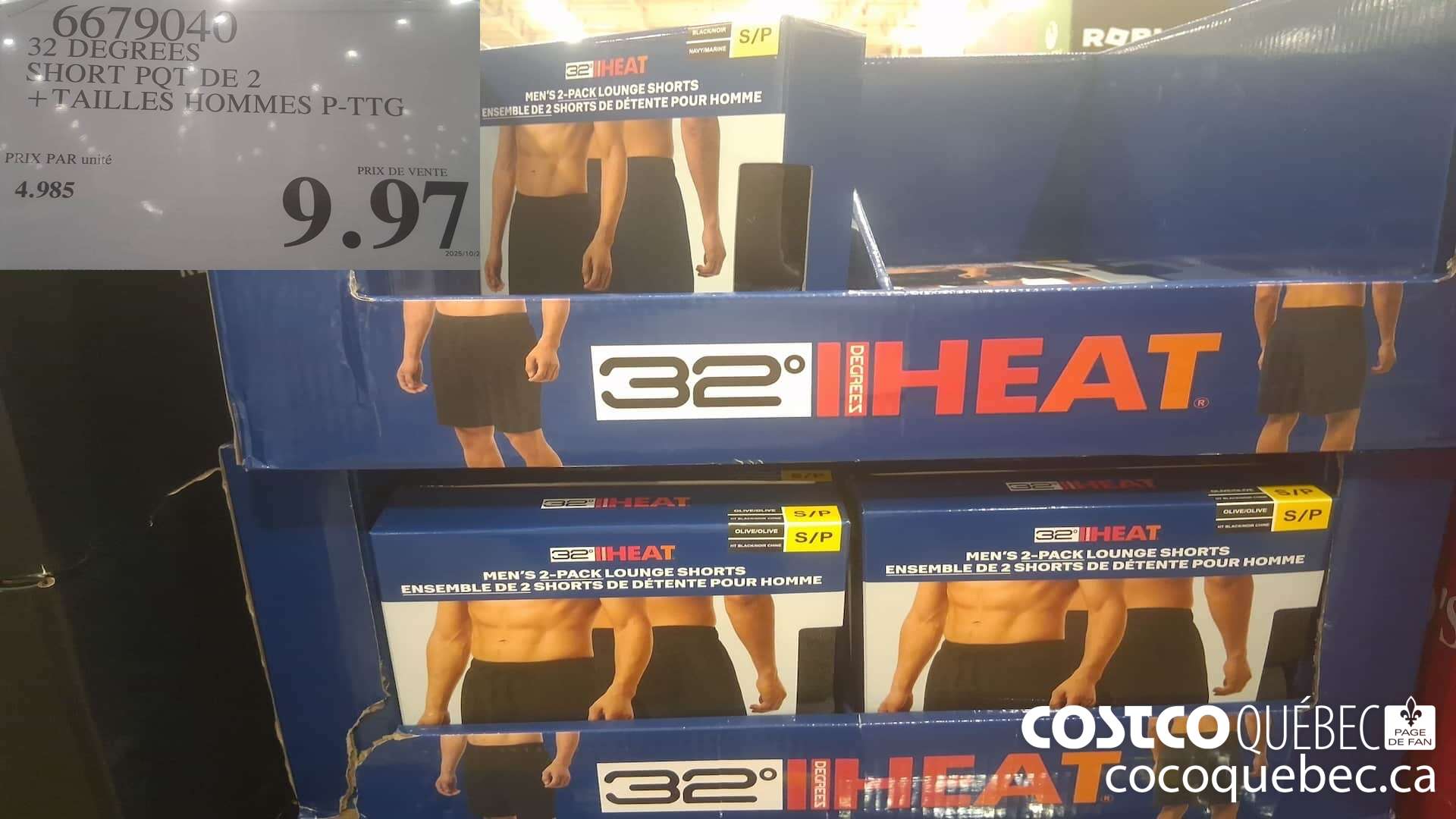 6679040 32 DEGREES SHORT PQT DE 2 TAILLES HOMES P-TTG $9.97