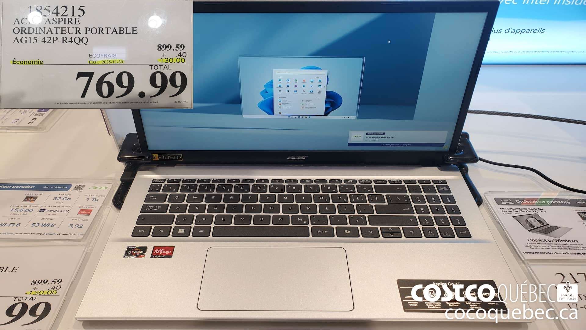 1854215 ACER ASPIRE ORDINATEUR PORTABLE  ($130.00 INSTANT SAVINGS EXPIRES ON 2025-11-30) $769.99